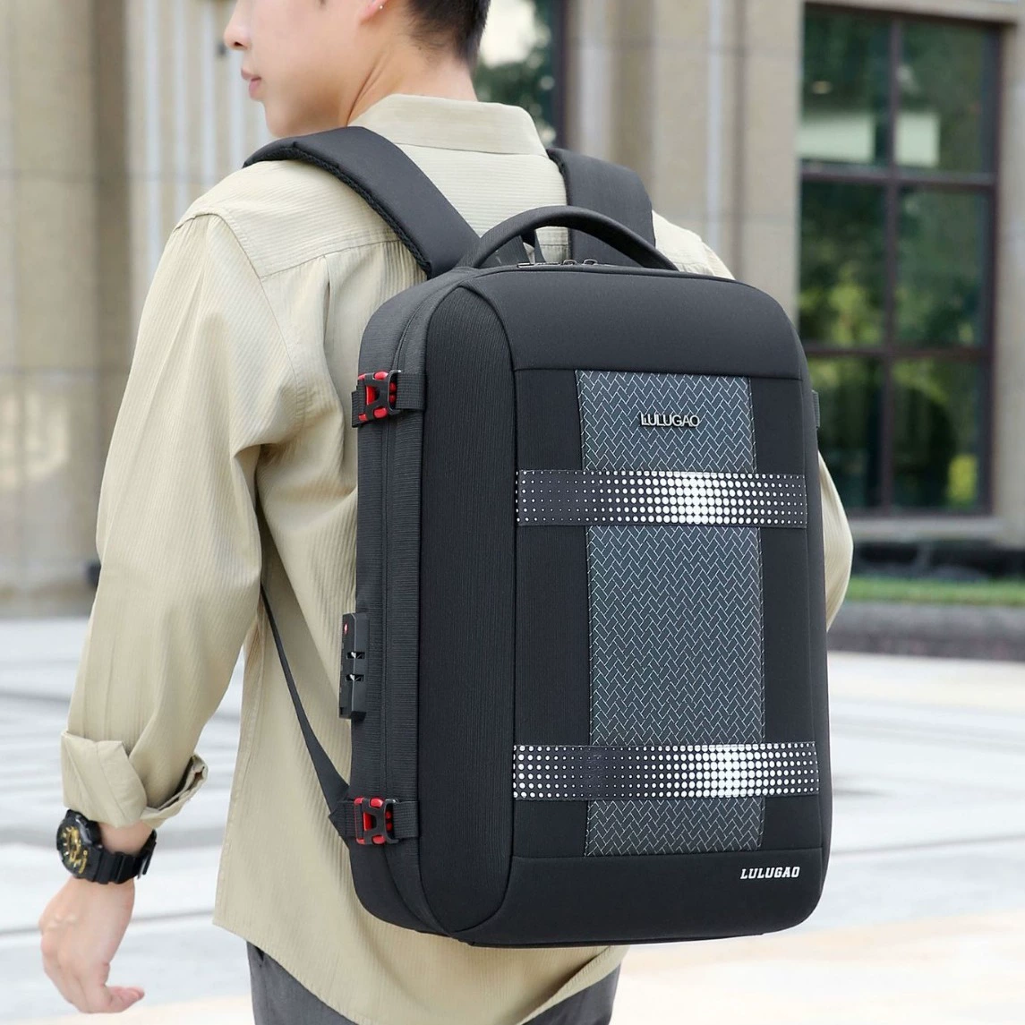 Waterproof capacious backpack charging lightweight, laptop, high-quality style