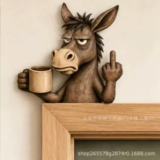 跨境Funny Donkey Wooden Door Topper趣味中指驴门框装饰