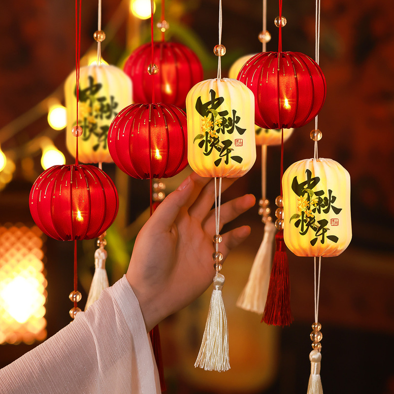 中秋节发光小灯笼2025新款成品古风汉服拍照宫灯挂饰中式户外装饰|undefined