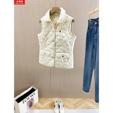 深圳南油女装批发白色拉夫小马刺绣菱格棉服马甲女冬新款时尚棉衣
