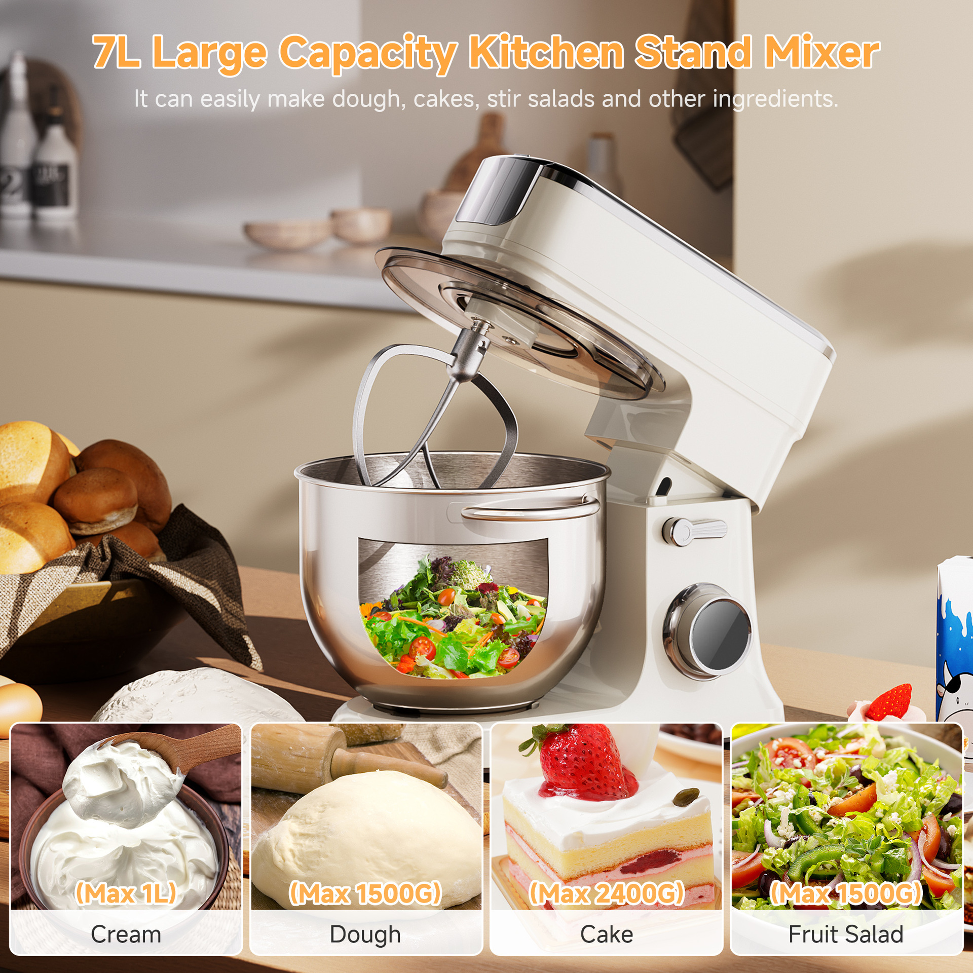 standmixer multifuncional 7L máquina de cocinar y máquina de harina enema máquina de molienda máquina de masa batida de huevos máquina de mezcla