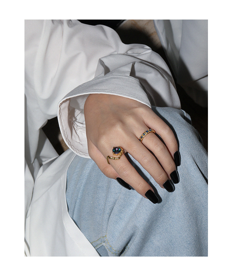 French niche zircon texture S925 silver open ring lady ring