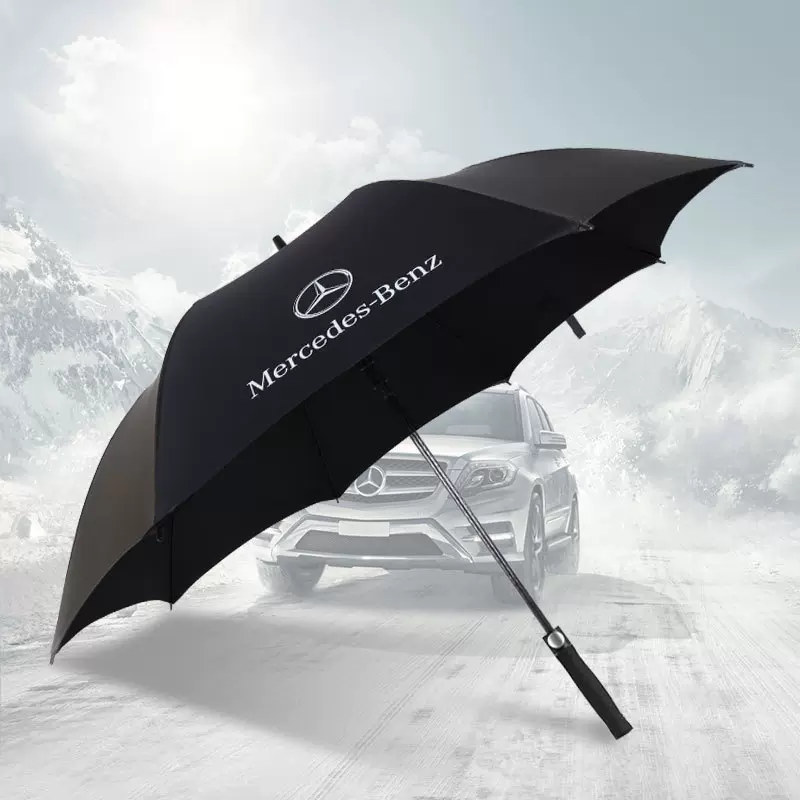全纤维商务超大号双人晴雨两用高尔夫伞奔驰4S店同款雨伞车标伞