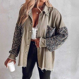 Haired Collar Shining Contrast Coat