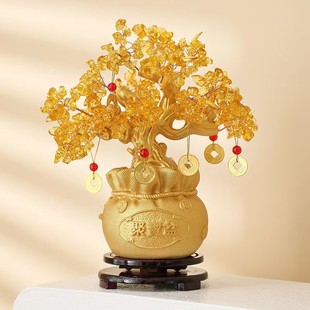 New Crystal Money Tree Ornaments Chinese Style Light Luxury Craftsmanship Home Living Room Entrance Tv Cabinet Wine Cabinet Decorations