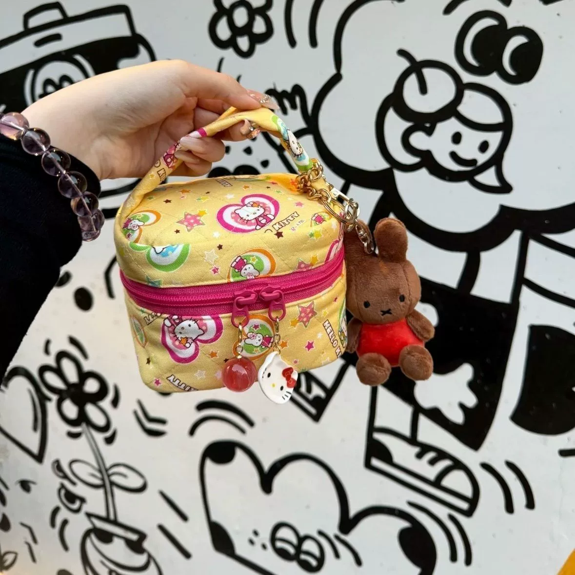 Hello Kitty, вместительная косметичка ручная, милый органайзер для путешествий