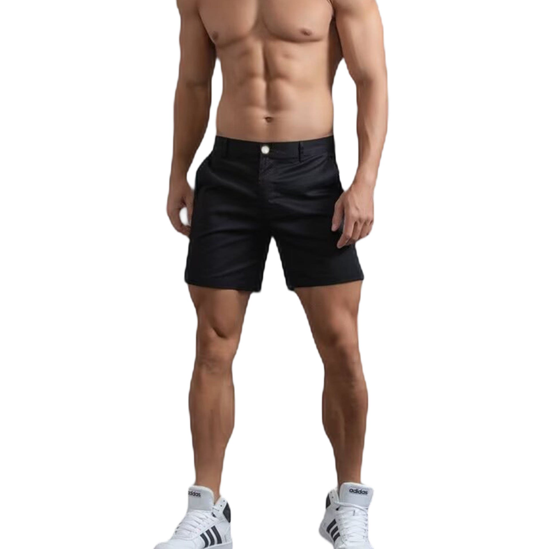 Explosiones transfronterizas europeas y americanas pantalones cortos delgados masculinos pantalones de algodón musculares de verano fábrica de negocios al por mayor