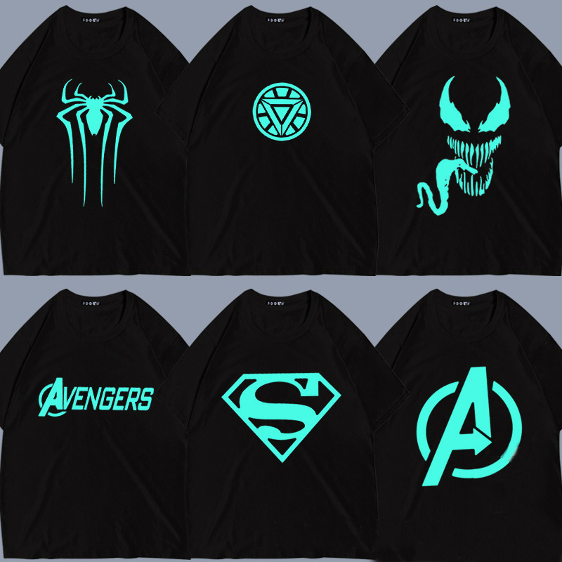 Marvel Joint Surrounding Avengers Short-sleeved T-shirt Superman T-shirt Toxic Luminous Clothes for Men and Women