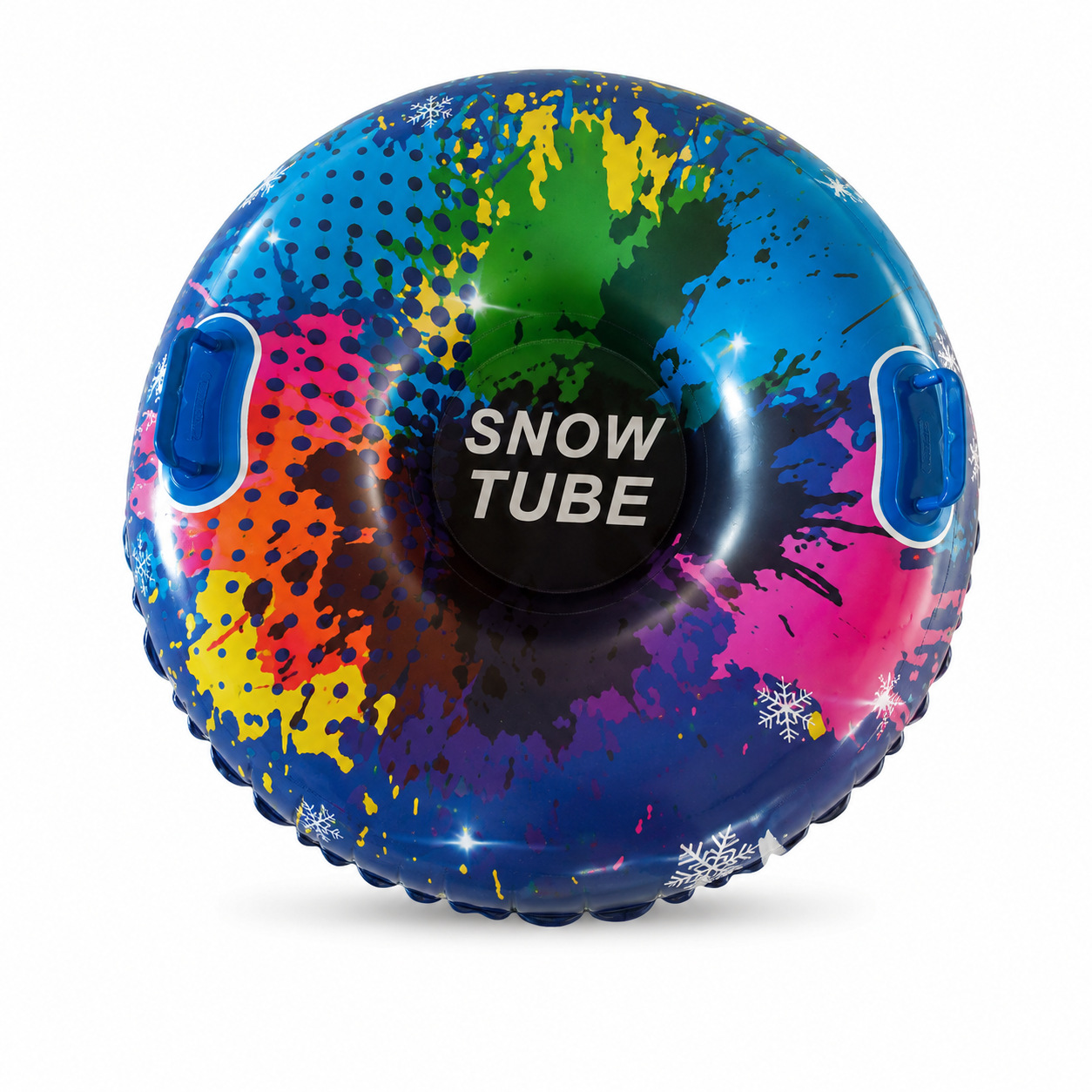 Cross-border, in-stock PVC inflatable snow ring with double handles, for outdoor snow tubing, ski resorts, and ice and snow parks; a snow tubing toy