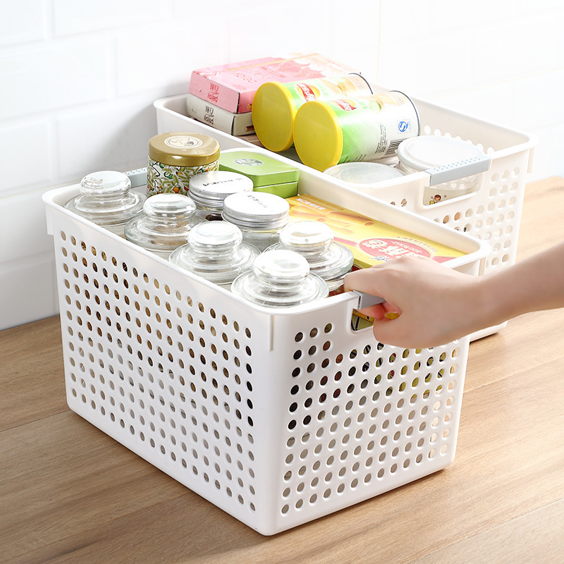 Cesta de cocina Cesta de plástico de bocadillos Cesta de almacenamiento de baño cuadrada Cesta pequeña Cesta de almacenamiento de cosméticos Caja de almacenamiento image 2