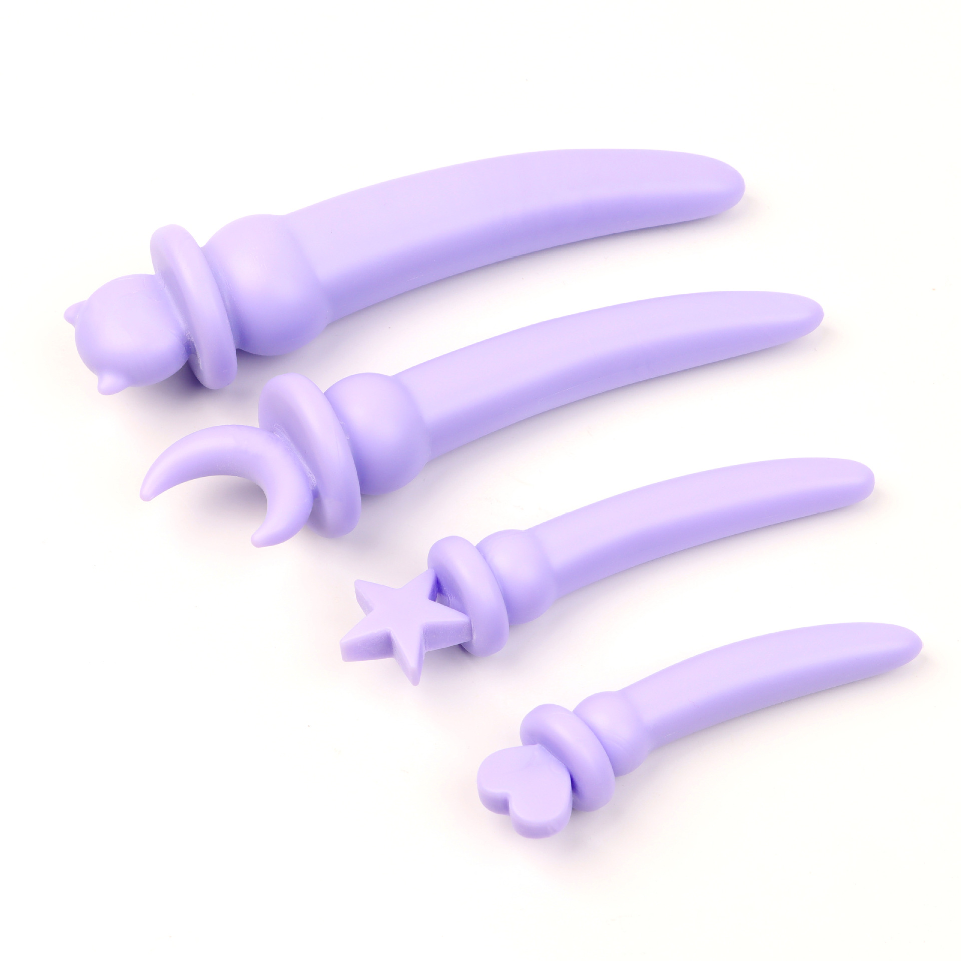 Cartoon Crescent Anal Plug, Purple Bear TPE Design, Smooth Non-Vibrating Insert — detail image 3