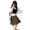 White summer Japanese fitted mini-skirt, demi-season student pleated skirt, high waist, A-line