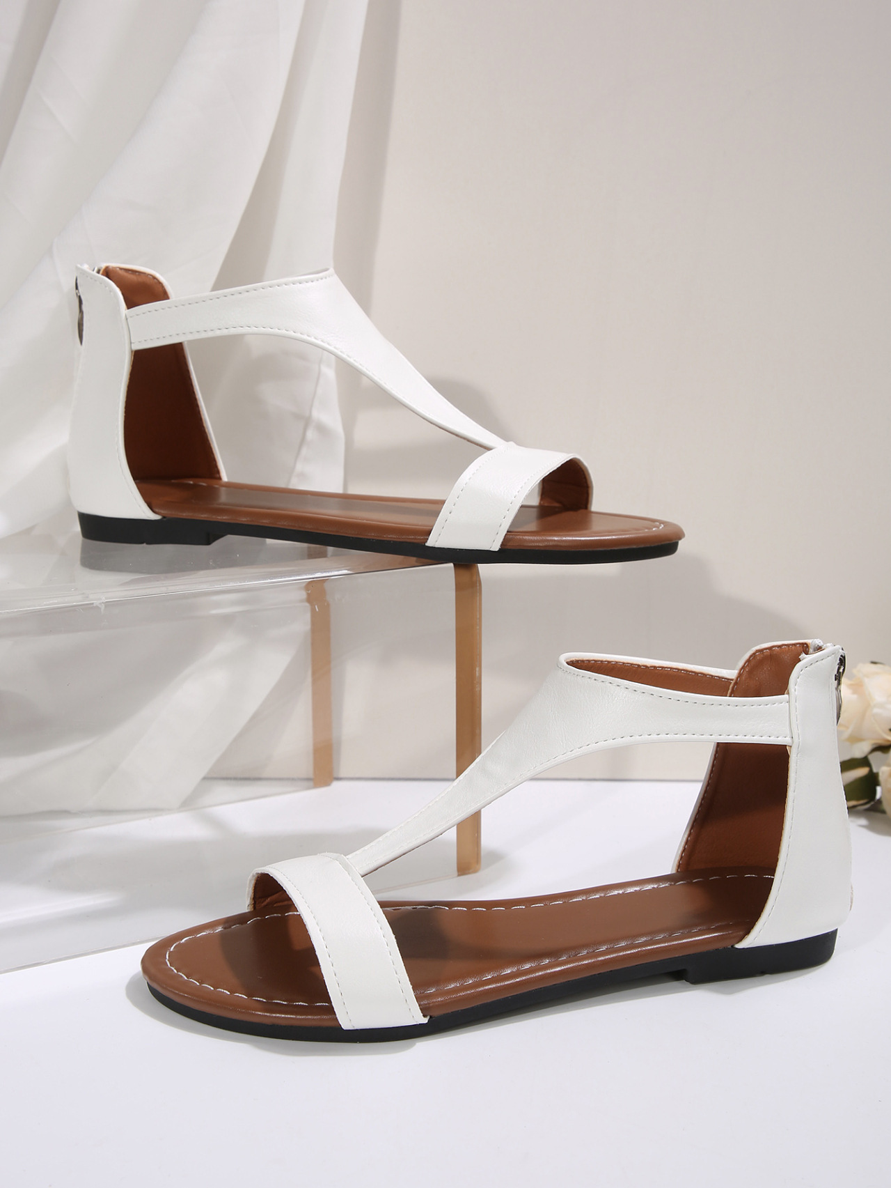 Women's Plus Size Roman Sandals New Style Flat Back Zipper European American Summer_vogvips.com