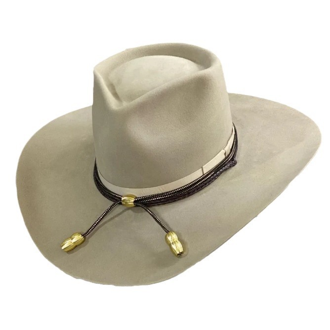 Cappello a cilindro in pura lana con decorazione a nastro di lana_voghion.com