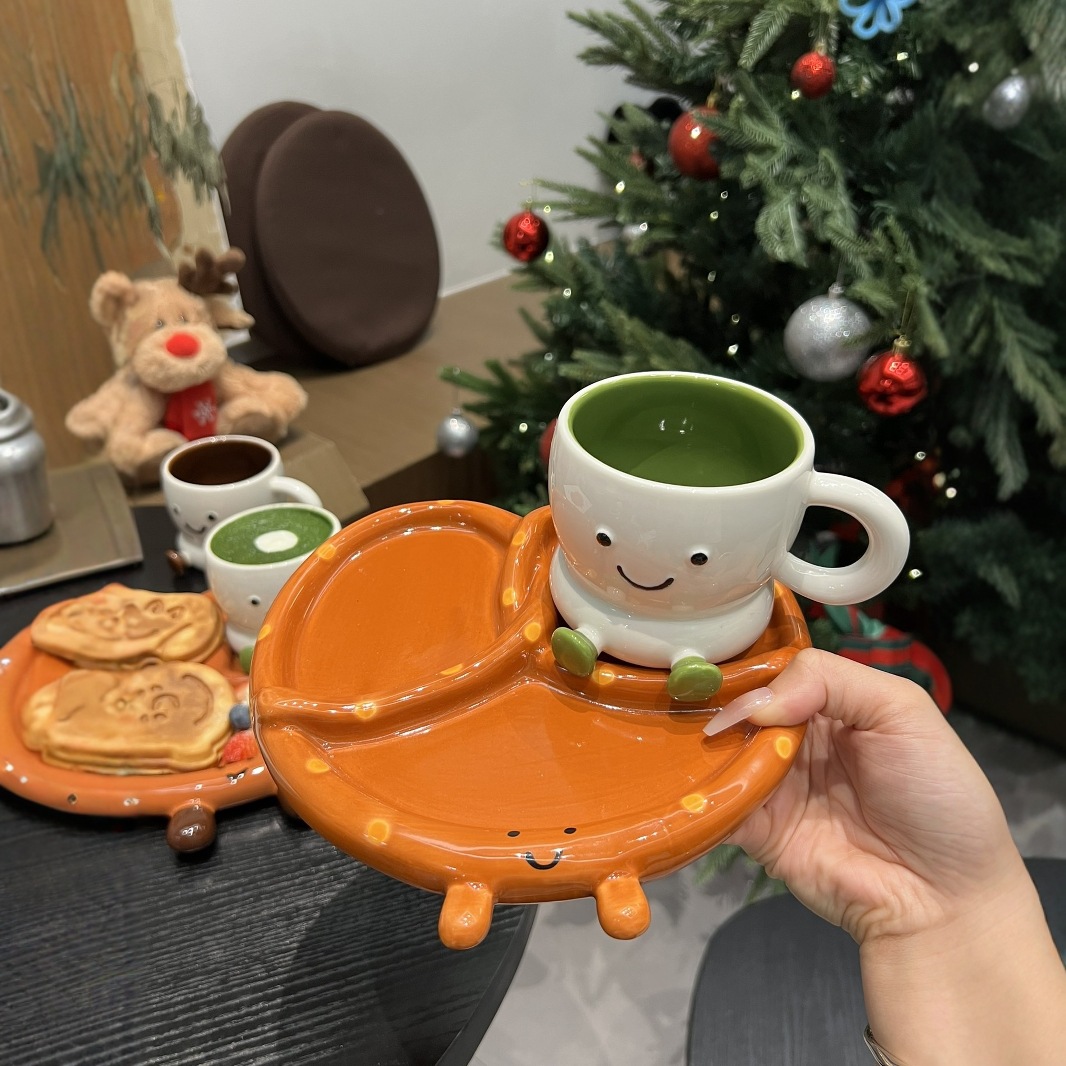 Pies gordos lindos de cerámica, taza de café de alto valor bajo vidriado, taza de café, pan de agua alcalina, plato para compartir, taza para beber
