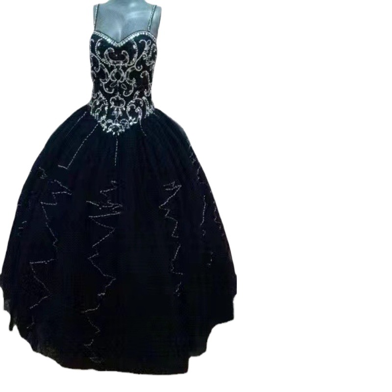 Vestido de Princesa Cielo Estrellado Negro 2026 Verano Sencillo y Elegante para Estudiantes, Exámenes de Arte, Ceremonias de Adultos, Anfitrionas y Concursos.