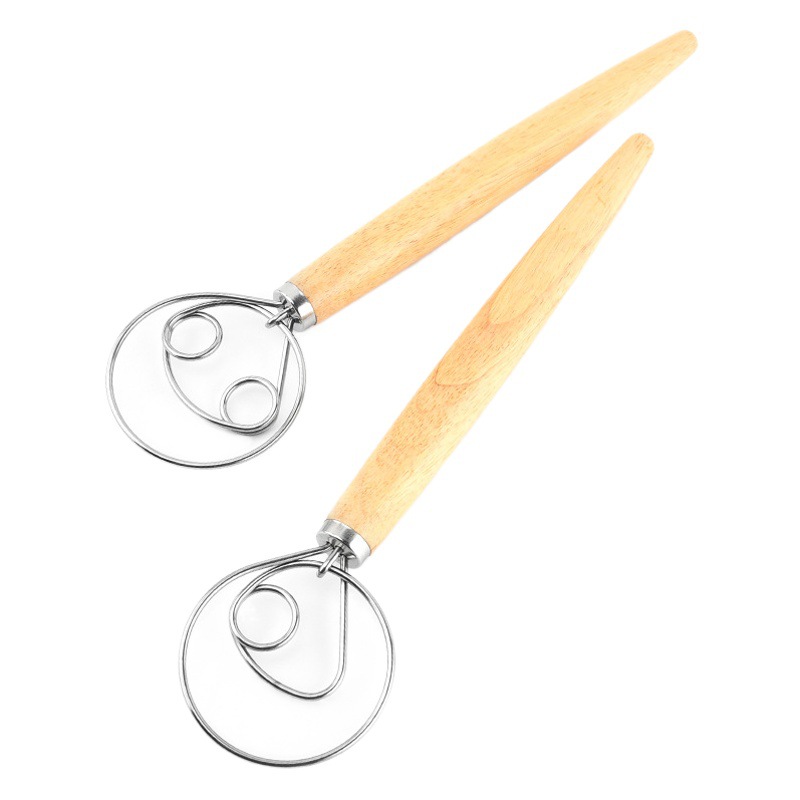 Spot nuevo batidor de huevos batidor de harina batidor de masa varilla de mezcla de anillo único de doble anillo batidor de roble de 13 pulgadas