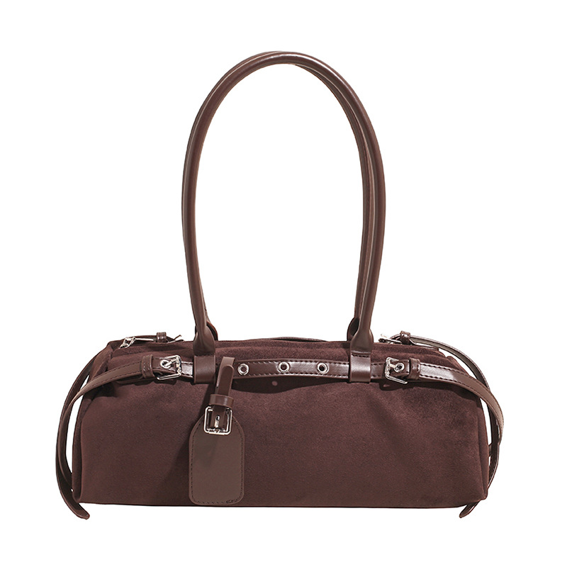 Luxury Trendy Retro Baguette Bag For Women 2025 Cross-Border New Suede Versatile Casual Single Shoulder Underarm Bag - Thumbnail 7