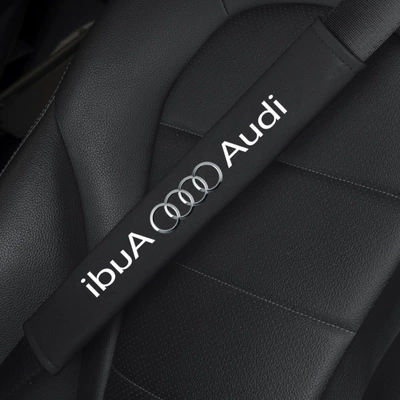 Seat belt shoulder pad Breathable Seatbelt Shoulder Cover - audi-matte-black-pair-6x38cm