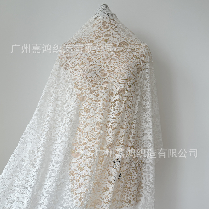 Tejido de encaje de algodón brocado procesable personalizado impresión de cuentas sequinilla tela de encaje de perforación caliente vestido de brindis