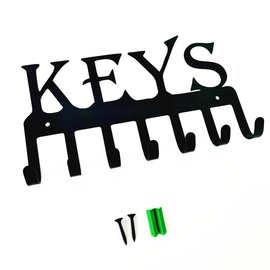 跨境亚马逊KEYS钥匙挂钩 黑色金属壁挂式钥匙扣挂件金属墙壁挂钩