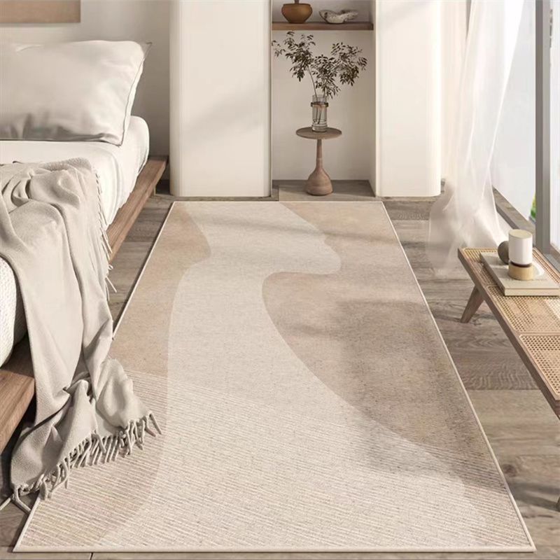 Alfombra de cachemira de imitación gruesa simple de estilo japonés, manta de borde de cama de dormitorio antideslizante para el hogar
