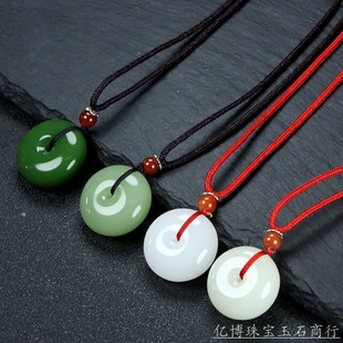 Factory wholesale jasper outside Mongolian material safety buckle white jade safety buckle Xinjiang Hotan jasper yellow mouth material live supply