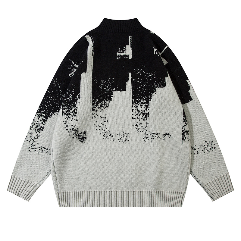 Herrenbekleidung Herbst und Winter Langarmpullover Street Trend Lockerer halboffener Kragen Trendige Strickoberteile für Herren und Damen_voghion.com