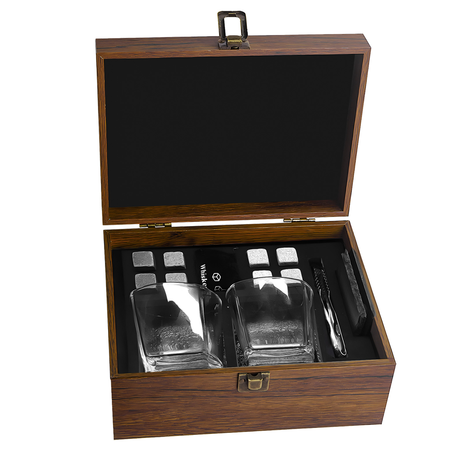 Caja de madera de cristal de whisky de vino de hielo transfronterizo caja de regalo de piedra de hielo de alto grado