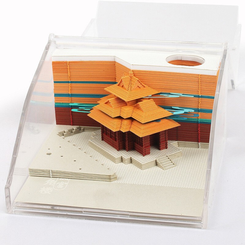クリエイティブなビジネス年次総会イベント記念品 ミニチュア建築紙彫り模型 卓上装飾 3D立体メモ帳|undefined