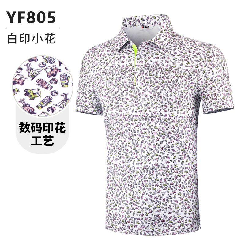 Trắng in hoa ngắn tay [in kỹ thuật số/diệt khuẩn cấp 3A/hút ẩm nhanh khô/chống nắng mát] YF805