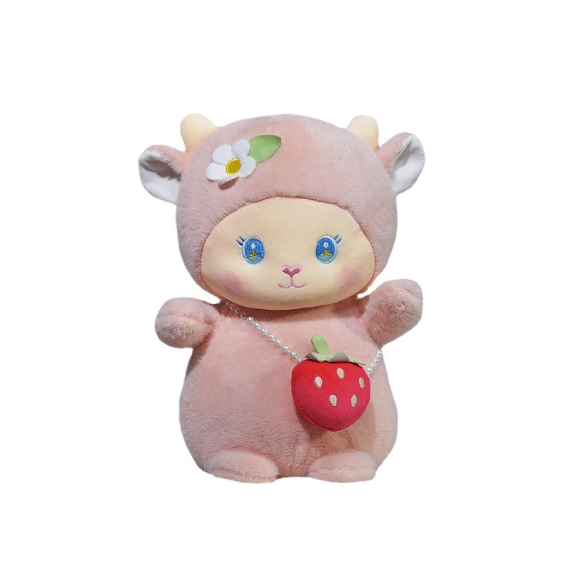 Linda muñeca de cordero fresa oveja dudu juguete de peluche para dormir para niños almohada regalo de cumpleaños para niñas al por mayor