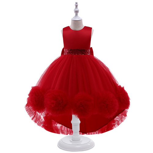 European and American children's lace embroidery princess dress, children's trailing ball gown, piano performance costume, children's gown