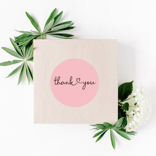 Circular roll watercolor pink thank you craft decoration envelope seal sticker gratitude sticker paper label