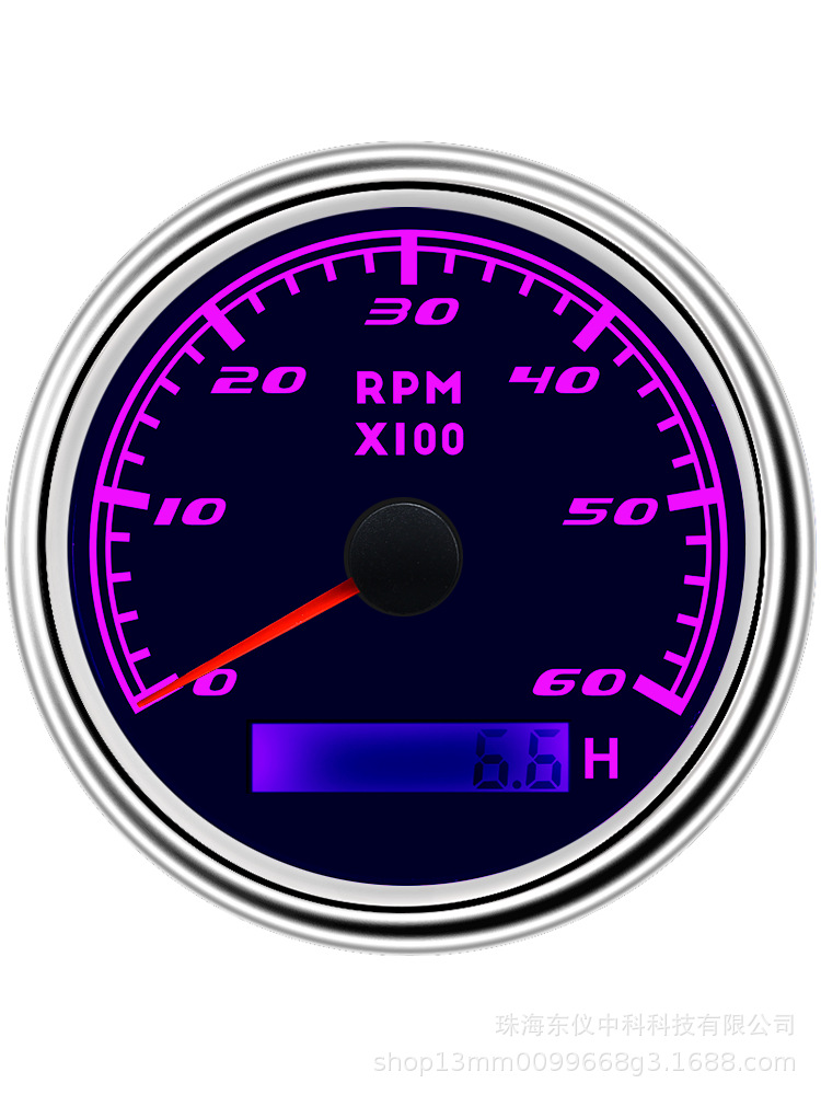 Cross-Border Hot-Selling 85mm Tachometer with Colorful Backlight for Generator Sets, Engines, and Engineering Vehicles, Colorful Lighting Effect Instrument