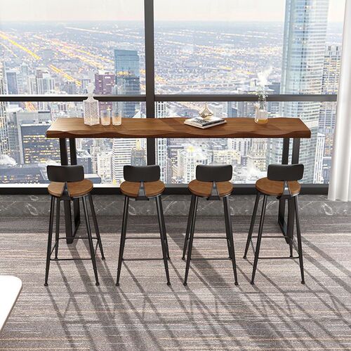 z% Retro internet celebrity solid wood bar table leisure balcony wall long table commercial bar high table leisure