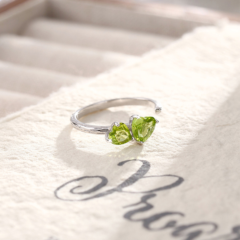 Venta caliente transfronteriza s925 plata de ley amor piedra natural anillo abierto mujer Europa y América temperamento de lujo ligero anillo ajustable mujer
