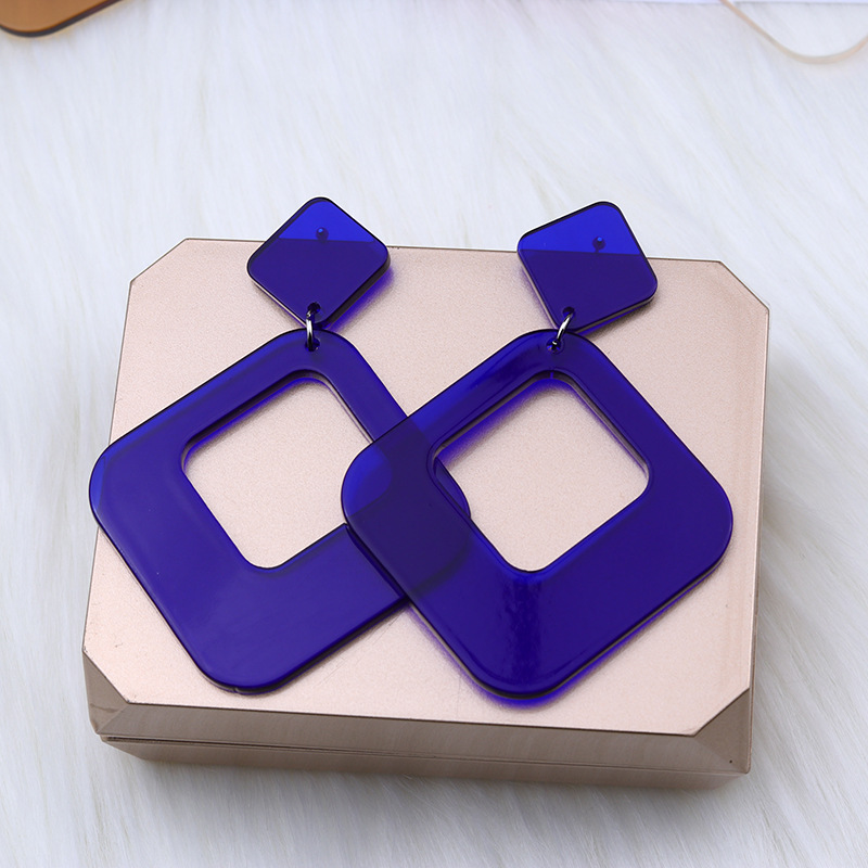 1 Pair Simple Style Geometric Arylic Stoving Varnish Women's Drop Earrings display picture 2