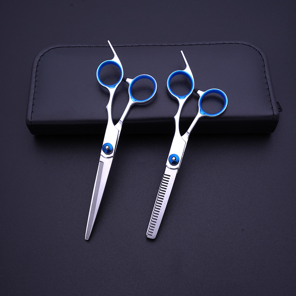 Tijeras de peluquería para adelgazar flequillo, juego de tijeras planas para corte de cabello en casa, herramientas profesionales de barbería