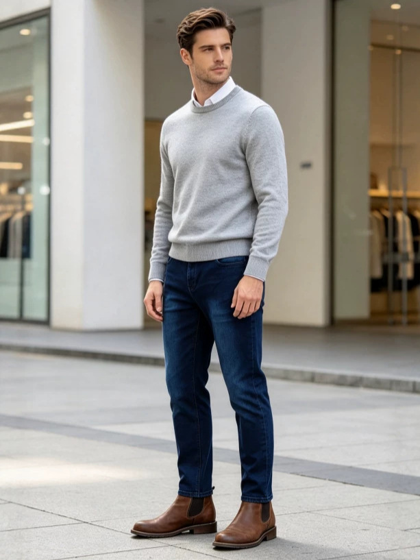 Jeans Ajustados para Hombre de Algodón, Elástico, Lavado, para Uso Casual