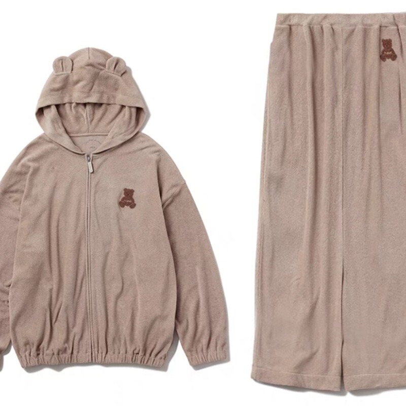 Gp Pajamas Unlabeled Soft Ice Cream New Product Bear Towel Cotton Soft Skin-Friendly Set Hooded Loungewear