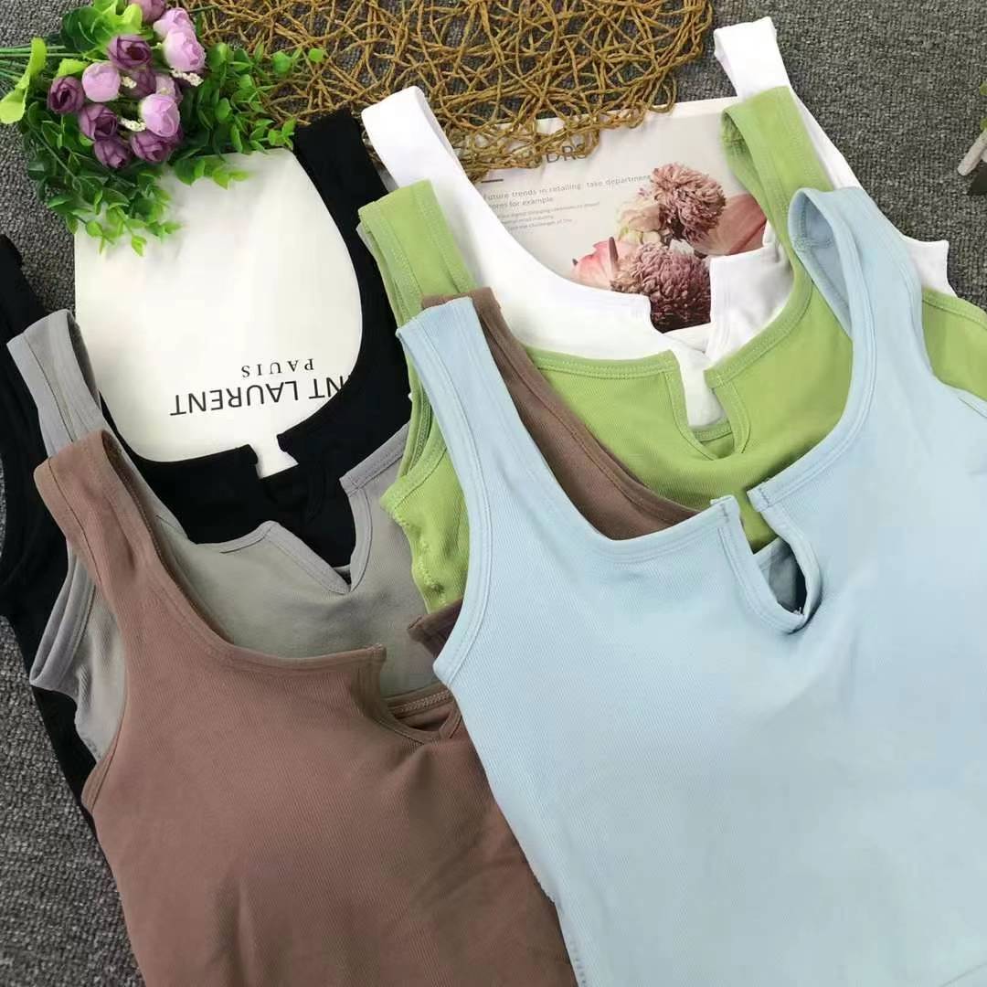 Nueva taza fija sin costuras de alta calidad, chaleco de dama sin anillo de acero, bra de yoga, ropa interior deportiva, mujer al por mayor