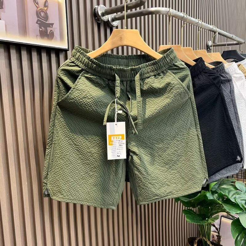 高級欧品泡糸半ズボン男夏潮牌速乾ビーチズボン氷糸カジュアル五分ズボンゆるいズボン|undefined