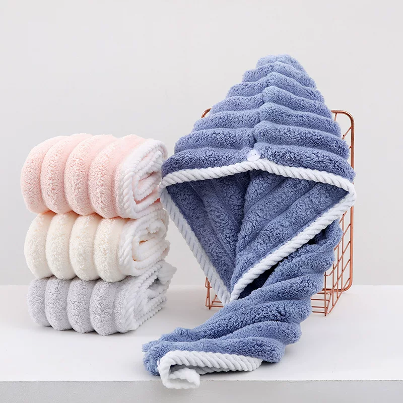 Коралловое полотенце для волос, бархатная shower cap, цветной платок, увеличенная толщина, впитывающий воду