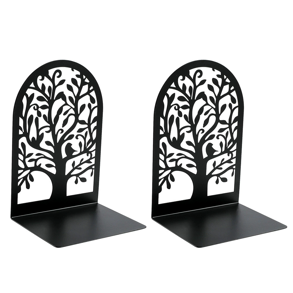 Bookends (Life Tree) Metal Tree-Shadow Design, Desktop Book Storage Pair, Decorative