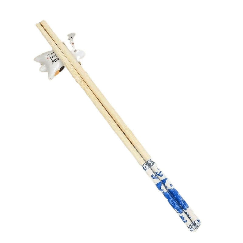Blue and white long chopsticks, travel ecological pack