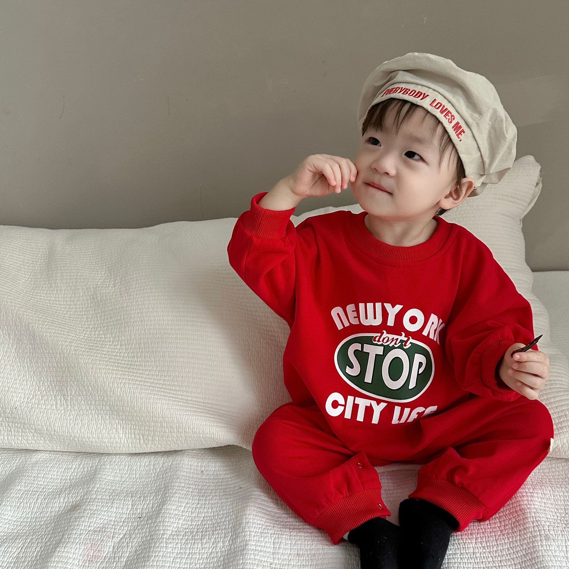 Mameluco con Estampado de Letras para Bebé, Estilo Coreano, Ropa Infantil, Mameluco de Otoño para Bebé, Ropa de Otoño para Niños, Mameluco de Manga Larga para Niños