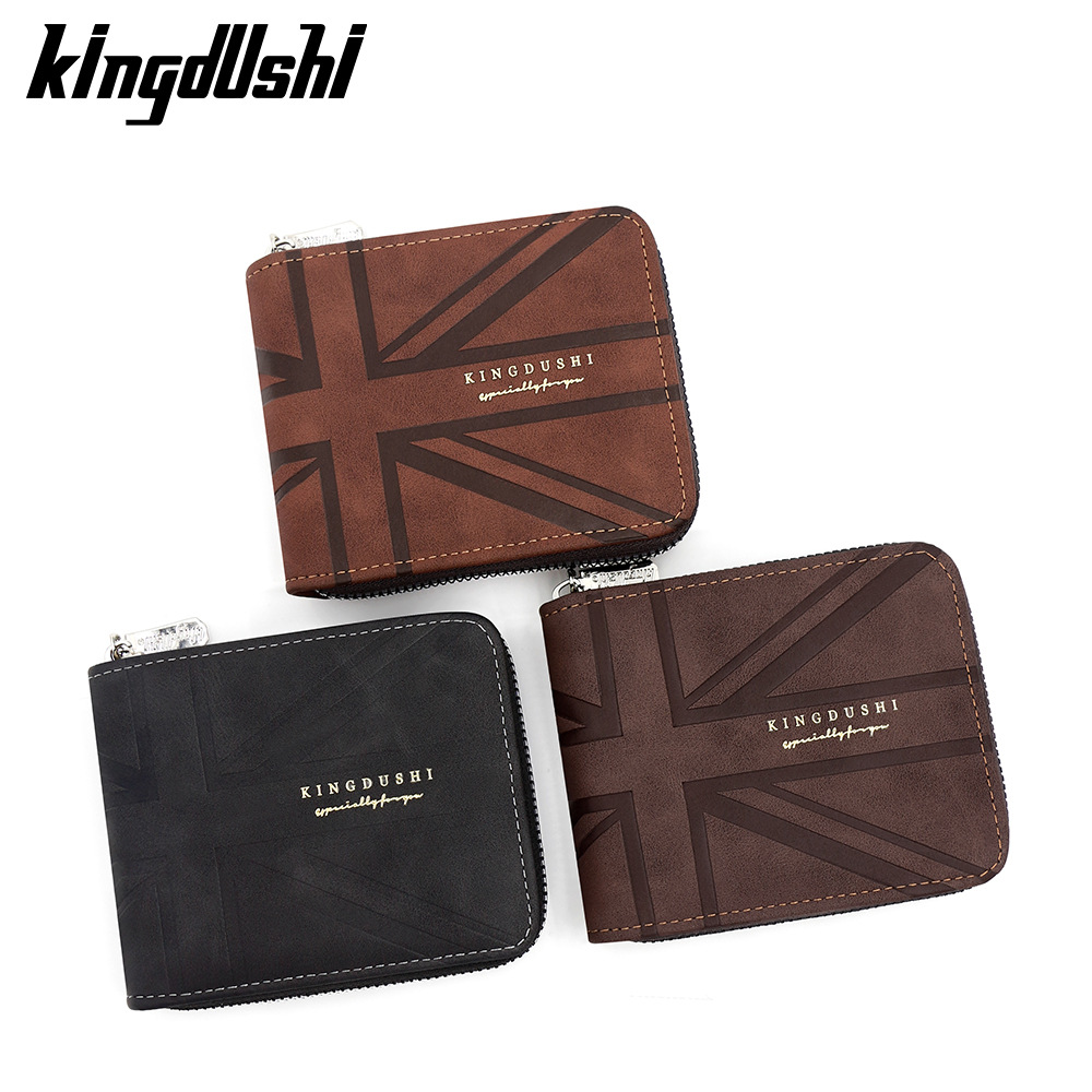 Europa y los Estados Unidos retro estilo de arroz para hombres cartera corta de gran capacidad brazalete bisagra bolso de cambio multi-tarjeta cartera mayorista