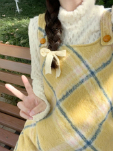 格子背带毛呢连衣裙女春秋冬小个子穿搭吊带背心内搭两件套装长裙