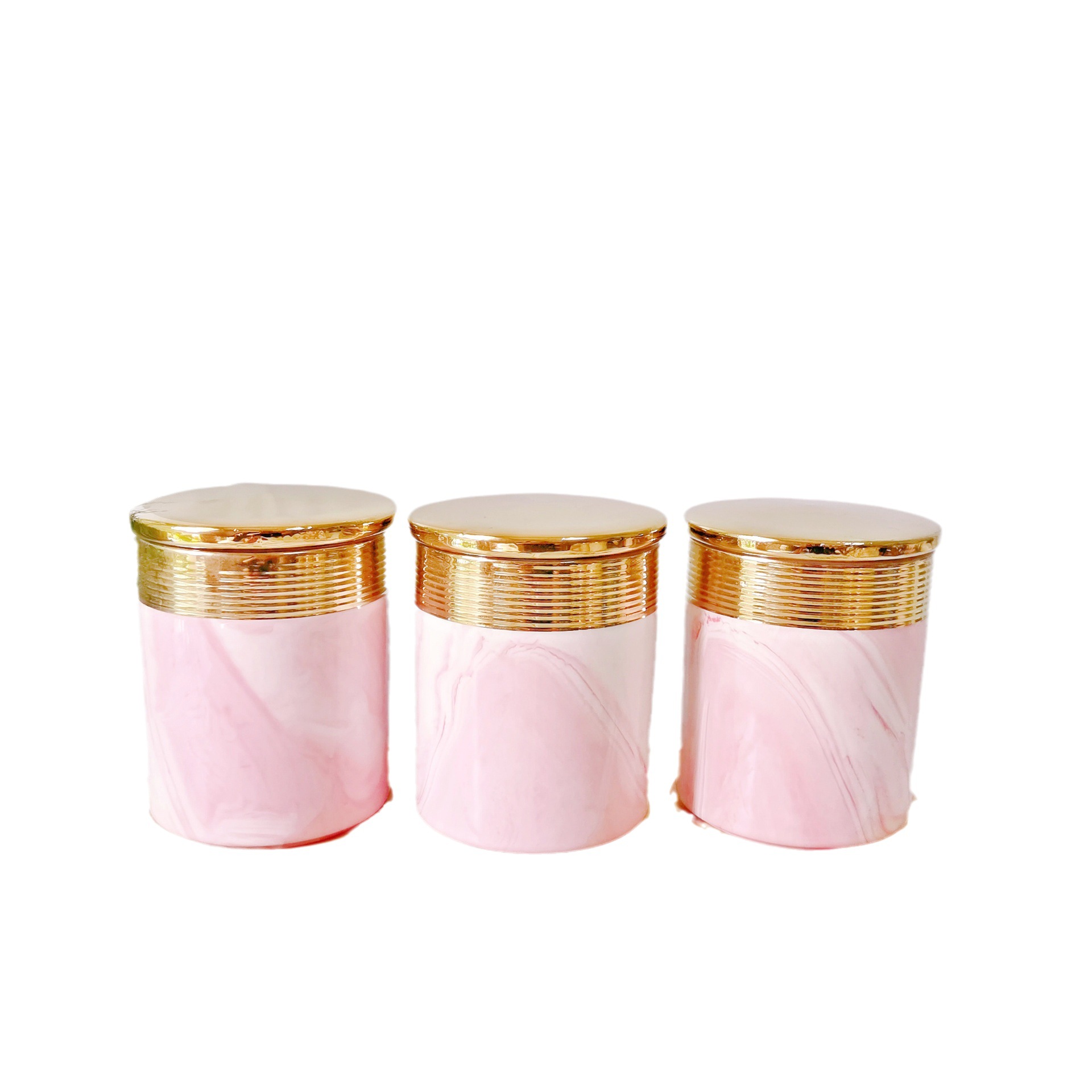 Medio Oriente exportación galvanoplastia sellado tarro cerámica de tres piezas de almacenamiento tarro cocina condimento tarro caramelo tarro café tarro